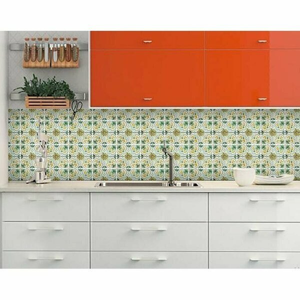 4 x 4 in. Green Yellow Melo Peel & Stick Tiles, Homeroots, Mfr#: 400190
